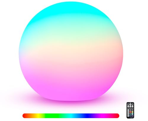 BLUEYE 6Inch LED Ball Night Light,200Lumens,16RGB Therapy,Remote Control Table Lamp,Rechargeable Orb Globe Sphere Ambient Lighting for Relax,IP68