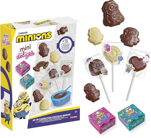Lansay Mini DELICES - Chocolate Confection Workshop - Minions - Barnchokladsats med formar och tillbehör - Minions-formade choklad - gourmet skapelse från 5 år