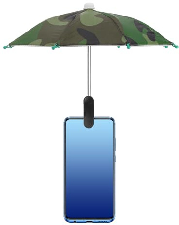 sourcing map 2pcs Phone Umbrella - Adjustable Cell Phone Umbrella Sun Shade with Stable Clip Universal Mini Cellphone Shade Cover for Beach/Pool/Outdoor, Camo