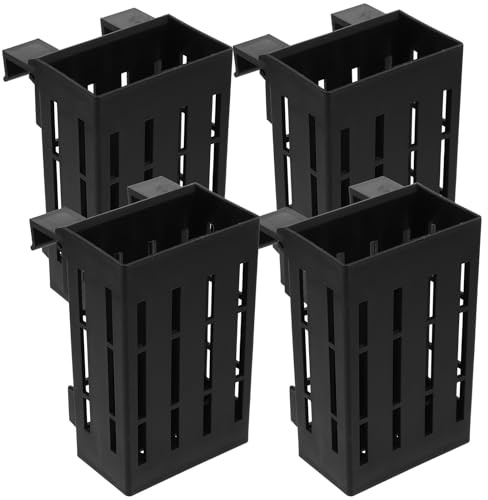 LABRIMP 4Pcs Aquarium Plant Baskets Plastic Hanging Planter Black Aquatic Raised Pond Hanging Planter Allows Water Flow through Roots for Aquarium