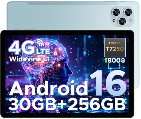 DOOGEETab Tab G6 Android 16 Tablet with Sim Card Slot,11 Inch Tablet with Gemini AI, 30GB+256GB/2TB TF& T7250 Octa Core Android Tablets, 8000 mAh, 90Hz IPS HD, 2 Speakers|Widevine L1|Face ID|GPS, Blue