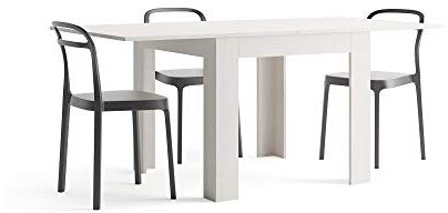 MOBILI FIVER, Quadratischer ausziehbarer Esstisch, Eldorado, 90x(180) x90 cm, Esche, Weiß, Made In Italy