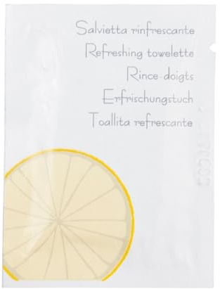 Fackelmann 10 Stück Zitrusfrüchte | Frisches Zitronen-Finish, praktisches Einzelformat, 15 Fingerspülungen, Papier und Aluminium, 5,9 x 8 cm