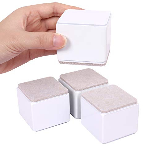 AIRUJIA 5cm Lift Furniture Risers Carbon Steel Bed Risers, Diameter 6cm Self-Adhesive Heavy Duty Furniture Raisers Adds 5cm Height to Beds Sofas Cabinets Supports 20,000 lbs (Square, White)