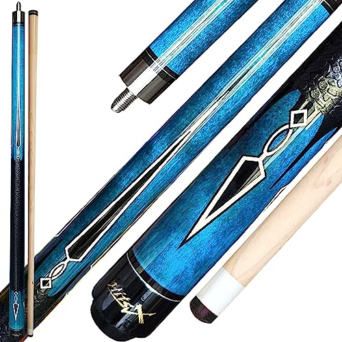 Tai ba cues Pool-Queuestab, 13 mm Spitze, 147,3 cm, Hartholz, kanadischer Ahorn, 2-teilig, professioneller Billardstab, 19,20,21 g (wählbar), Blau, Rot, Grün