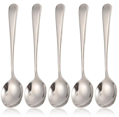Cuillère à Café en Acier Inoxydable, Petite Cuillère à Dessert pour Café, Glace, Soupe, The, Lot de 5