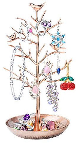 discoball® Schmuckständer, Schmuckhalter, Vogel Deko Schmuckbaum, Halskette Aufbewahrung,Ohrring Kette Ring Schmuck Baum Schmuckhalter Veranstalter Rack