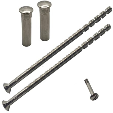 M4 x 90 mm Chrom Schlitzriegel und Hülse für Terrassentür, Verbindungsschrauben, Befestigungen und Schlossschlitze, 2 Stück
