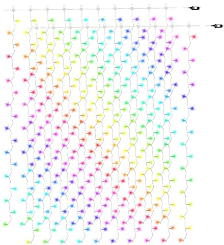 Luminea Home Control Lichterkette RGB: 2er Smarter WLAN-LED-Lichtervorhang mit 180 RGB-IC-LEDs, IP44, 3x3 m (Lichtervorhang App, bunt, Lichtschlauch)