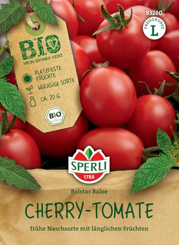 Sperli BIO Cherry-Tomatensamen, früh, F1 83260 - BIO - platzfeste Früchte - wüchsige Sorte - frühe Naschsorte - Saatgut, Samen Gemüse, Gemüse Pflanzen | aromatische Naschfrucht, robust im Anbau, ertragreich, ideal fuer Beet und Kuebel, bio-zertifiziertes Saatgut