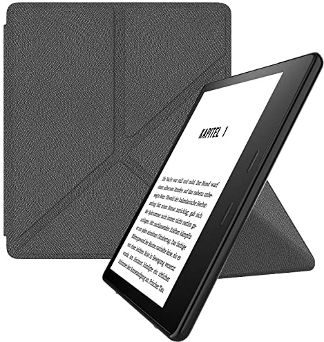 MyGadget Origami Hülle für Kindle Oasis 10 | 9 Generation [ Modell : CW24WI | S8IN4O Release: 2019 | 2017 ] - Kunstleder - Auto Sleep | Wake Funktion - Flip Case in Grau