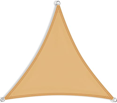 Awning Canopy Triangle Canopy 9x9x9m Waterproof 98% UV Block Sunscreen Right Angle Garden Shade Sails with Fixing Kit with Free Rope for Garden/Yard/Beach/Pool/Terrace/Balcony, Cream Color