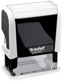 Trodat – Printy 4912 - weiss - mit Wunschtext personalisieren, hier gleich online gestalten – selbstfärbender Stempel als Namensstempel, Adressstempel, Firmenstempel, 5 Zeilen, 46X17 mm