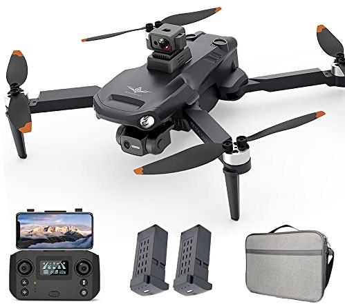 Teeggi KF106 MAX drönare med kamera 4K HD, 360 graders laserhinder, 3-axlar, gimbal, 22 minuters flygtid, GPS Följ mig, intelligent återgång, professionell FPV quadcopter, 2 batterier