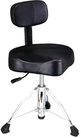 PFUGMU Drum Throne with Backrest, Heavy Duty Adjustable Hydraulic Drum Chair Motorcycle Style Seat Drum Stool for Drummer Adults