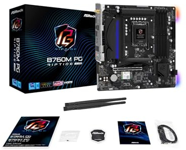 ASRock B760M PG Riptide WiFi: Micro ATX Motherboard, Supports 13th/12th Gen Intel Core Processors (LGA1700), DDR5 7200MHz, PCIe 4.0, WiFi 6E, Bluetooth 5.3