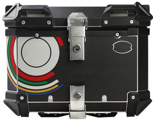 UZSPAC Topcase Motorrad Aluminium Wasserdicht Staufach Lockable Motorrad Universal Heckkasten mit Großem Fassungsvermögen für Roller, Motorrad (Color : Black, Size : 55L)