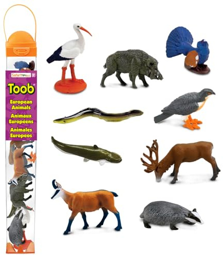 Safari Ltd. 9 Figurines d'animaux Européens | Collection TOOB | Non-Toxique et sans BPA | Jouets Animaux | Convient aux Enfants de 3 Ans et Plus