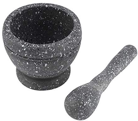 Lybunair Moulin à ail et à épices manuel, ensemble de pilon à mortier pour épices, herbes, bol de broyage, outil de cuisine – Ensemble de mortier et pilon ergonomique pour la (Modèle de granit)