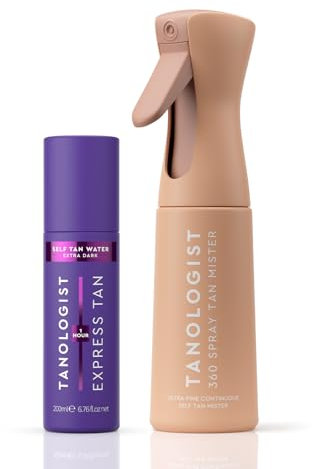 Tanologist Water, Extra Dark (200ml) Hydrating Self Tanning Water, Natural Ingredients & Vegan, Dermatologist Approved, Clean Ingredients & Vegan + Tanologist 360 Spray Tan Mister 250ml