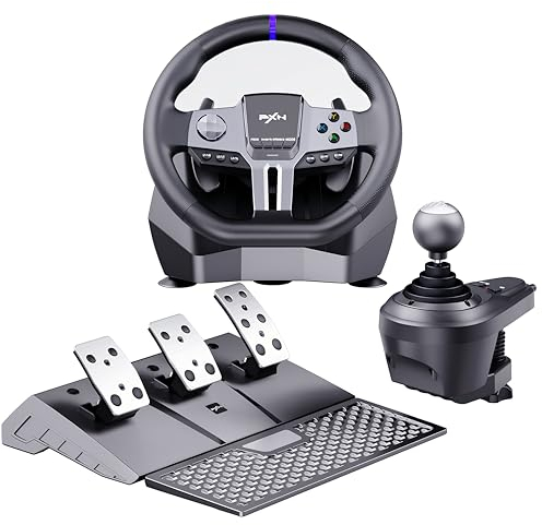 PXN V9 GEN2 Volant PC, Volant PS4 avec Palettes de Changement, Pédale à Effet Hall, Levier de Vitesse 6+R, Volant de Course pour Xbox Series X/S, Xbox One, PC, PS4, PS3