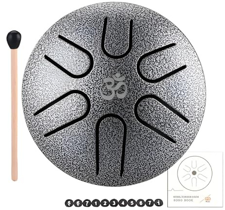 Tambour lourd | Tambour à langue en acier à 6 notes - 7,6 cm - Tambour à main - Instrument de percussion pour l'éducation musicale et les débutants