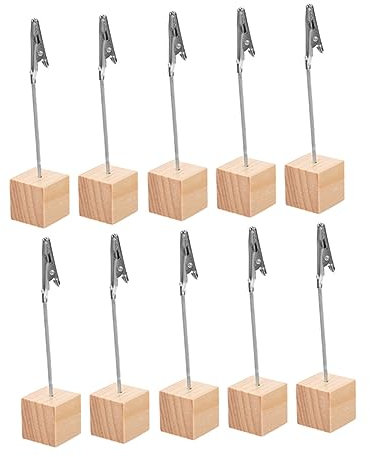 Lurrose 10 Stück Retro Holz Visitenkartenhalter Mit Klammern Memo Clips Für Schreibtisch Kreativer Fotoständer Tischkartenhalter Für Hochzeit Und Büro Stabil Und Langlebig