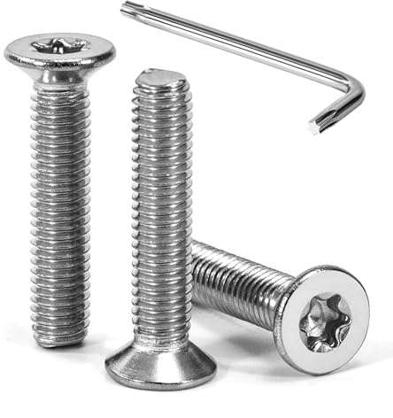 Tunejoy Tornillos de Cabeza Avellanada Torx M5 x 25 mm Tornillo Avellanado Mecánico de Acero Inoxidable A2 V2A con T25 llave Rosca Completa 30 Piezas