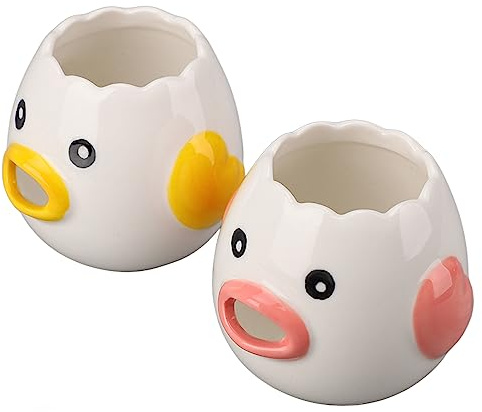 Premium Ceramic Egg Separator, Chicken Shape White Yolk Filter, Sawtooth Design, Practical for Kitchen, Family Members