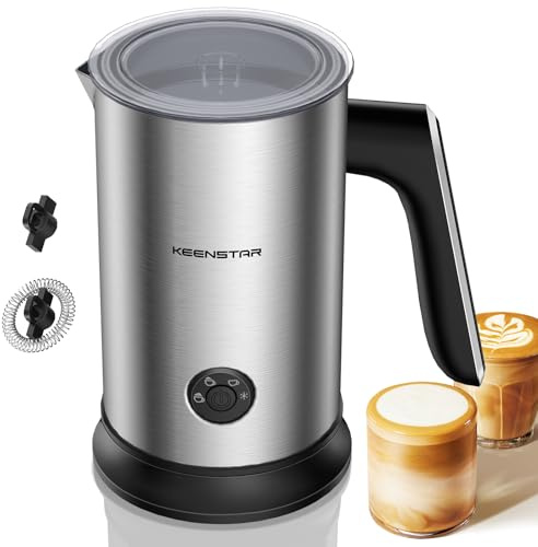 Keenstar Electric Milk Frother, Automatic Milk Steamer Warm or Cold Foam Maker for Coffee, Cappuccino, Latte, Stainless Steel Milk Warmer with Temperature Controls