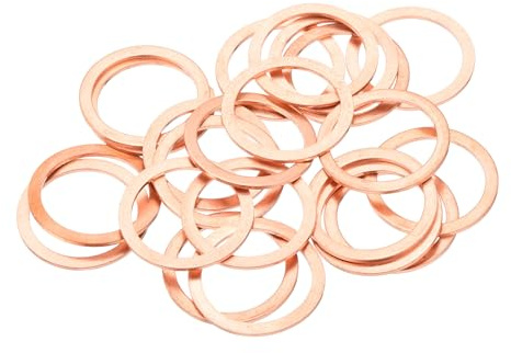 QUARKZMAN 22Pz Rondelle Rame, 19x24x1mm Rondelle di Tenuta Piatte Piana Metrica in Rame per Guarnizioni a Compressione per Raccordi Idraulici viti Bullone Dado Guarnizioni Idrauliche