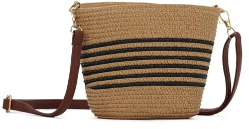 EVEOUT Small Straw Crossbody Bag Women Girl Summer Boho Cute Raffia Woven Basket Shoulder Bag for Beach Holiday