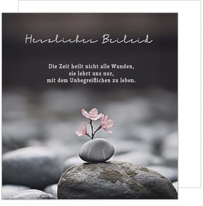 Edition Seidel Premium quadratische Trauerkarte mit Umschlag. Beileidskarte Karte mit Spruch In stiller Trauer Mitgefühl stille Anteilnahme Abschied herzliches Beileid (TQ140 SW025)