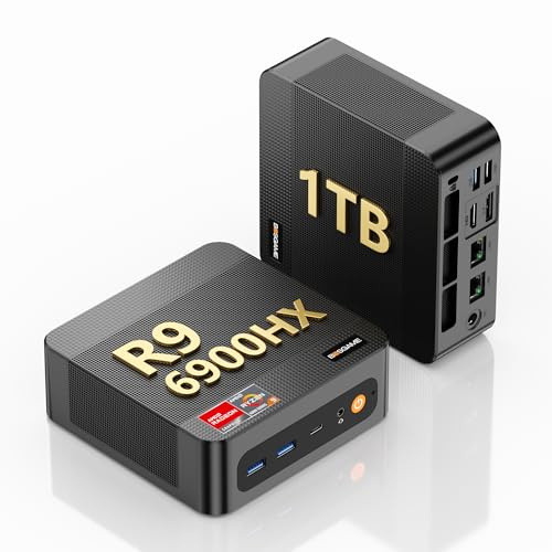 BOSGAME P6 Mini PC AMD Ryzen 9 6900HX jusqu'à 4,9 GHz, 24 Go LPDDR5 RAM(soudée), 1 to NVMe PCIe 4.0, Radeon 680M, Triple Écran 4K,WiFi 6,Win 11 Pro Dul LAN Ordinateur de Bureau Éducation/Home