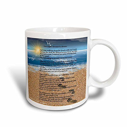 Tazze Da Tè Personalizzabile Tazza In Ceramica 330Ml, Footprints In The Sand On Beach With Poem Tazzine Da Caffè Con Manico Per Festa Della Mamma Nonna Uomo