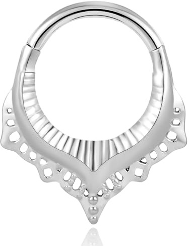 Vankula Septum Clicker Hinged Segmentring 316L acciaio inossidabile 8mm 10mm 16g anello piercing nasale cartilagine rook daith trago gioielli piercing per donne e uomini oro argento, 8 mm, Metallo