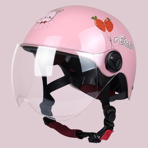 Casco Da Moto Per Bambini, Casco Jet Con Visiera, Mezzo Casco, Simpatico Casco Da Moto Elettrico Per Bambini, Casco Da Scooter/Moto Per Bambini Dai 3 Ai 12 Anni 5,48~54 cm