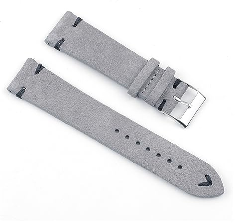 Cong Yi Högkvalitativt Mockaläder Vintage Klockarmband Blå Klockband Ersättningsrem For Klocktillbehör 18mm 20mm 22mm 24mm(Gray-Black Line,24mm)