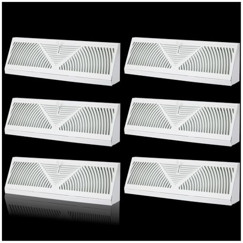 18 inch Baseboard Register Vent,6PK Baseboard Vent Cover 18 Inch Duct Opening White Baseboard Diffusers Heater Vent for Floor Wall with Adjustable Airflow Control-18Wide x 4.5Tall x 2.75Deep