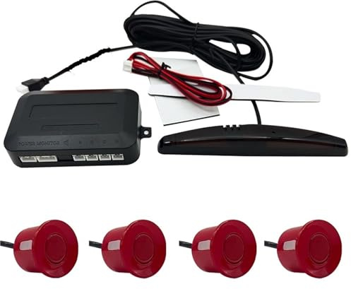 Car Led Parking Sensor Auto Car Detector Park Display Reverse Backup Radar Monitor System with 4 Sensors(Red)