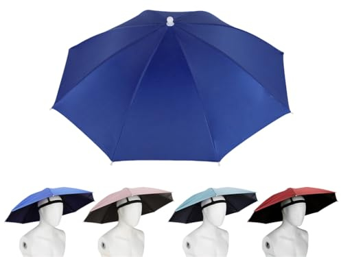 Abiyou 4 Stücke Faltbarer Regenschirm Hut, 360°Gegen Uv Kopf Regenschirm, 69cm Regenschirmhüte Für Erwachsene, Geeignet Für Partys, Outdoor-Aktivitäten, Angeln, Sonnenlicht, Strand, Wandern(4 Farben)