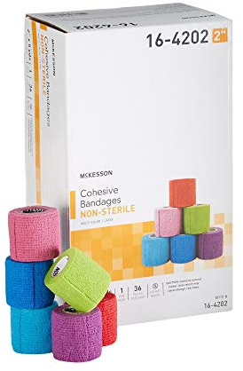 McKesson Elastic Self Adherent Cohesive Bandage, Multi-Color, Non-Sterile, 2 in x 5 yds, 1 Count, 36 Packs, 36 Total
