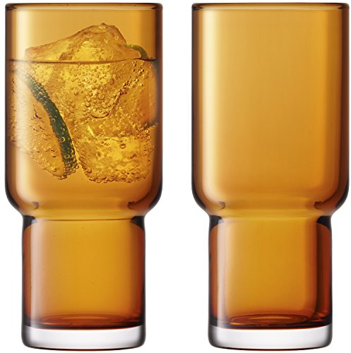 LSA International Utility Highball 390 ML Ambre | Lot de 2 | Verre soufflé à la Bouche et Fait à la Main | UT65