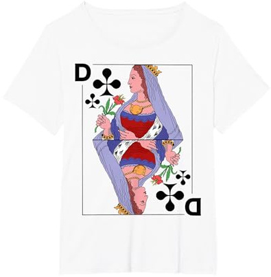 Spielkarte Dame Queen Kreuz Karte Kostüm Fasching Gruppen T-Shirt