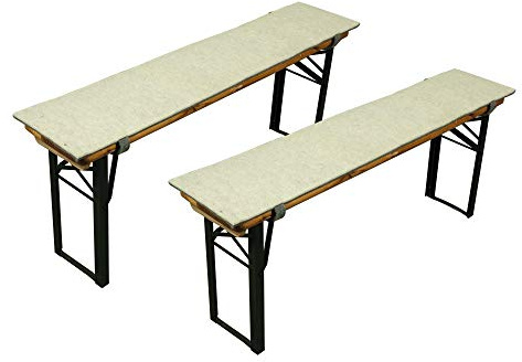 Sensalux gepolsterte Bierbank-Auflagen, 2er Set, Klettverschluss, Filz, Grau - Beige 120cm x 25cm