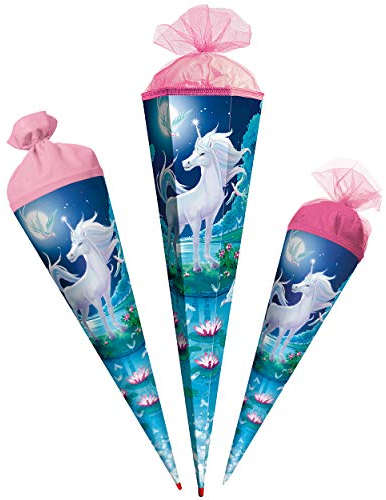 komplette Füllung - Circa 200 Teile - für Schultüte - Einhorn - Mondscheineinhorn - mit Holzspitze - 6 eckig - für ALLE Zuckertüte - Roth - Spitze aus..