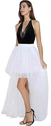 ZHER-LU Jupe en tulle à queue d'hirondelle pour femme - Sexy dos nu - Longue - Jupe en tulle moelleuse - Tutu de ballet - Robe de mariage - Sous-jupe, Blanc., taille unique