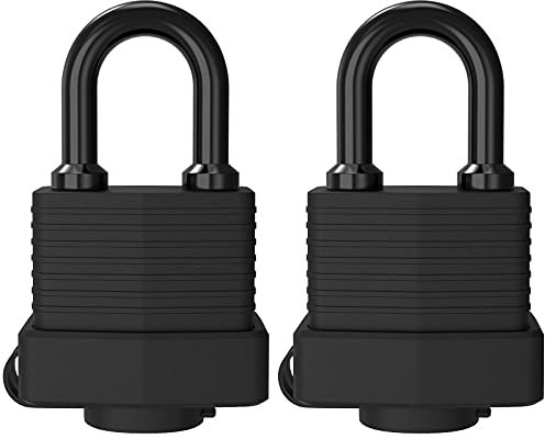 Padlock with Key, [2 Pack] [4 Keys] Diyife Key Padlock Weatherproof Outdoor, Waterproof Lock 40mm Heavy Duty Padlocks Anticut, Laminated Steel for School Gym Locker, Garage, Fence, Shed, Yard