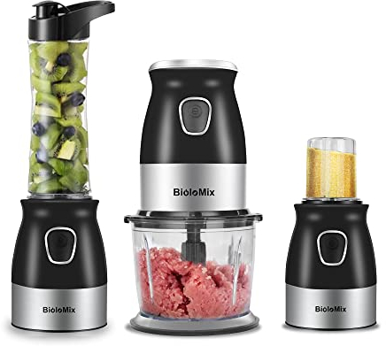 Robot da cucina frullatore personale portatile da 500 W con ciotola per tritacarne Bottiglia per spremiagrumi da 600 ml Tritacarne 100 ml Tazza da macinazione Creatore di pappe per bambini