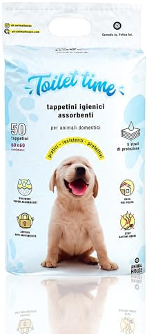 Animal House - Saugfähige Hygienematten - hohe Absorption - Staubfrei - Gerüche - Schützt das Haus - (60 x 60 cm, 50), Weiß Blau